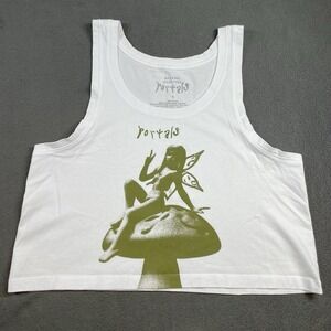 Melanie Martinez Women Tank Top Cotton White‎ Size S Portals Fairy Mushroom Crop